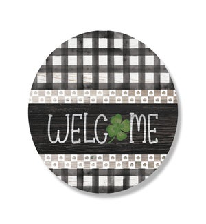 Welcome Clover Plaid Circle